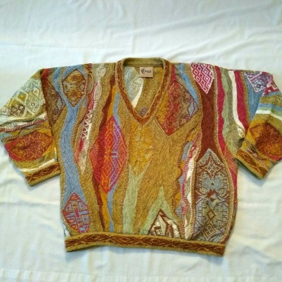 COOGI Other - Vintage Coogi Sweater Multicolor 3D Knit Deep V M